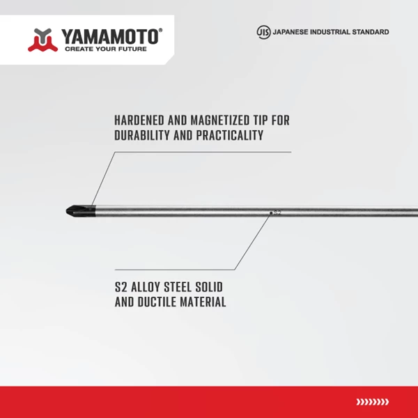 Obeng TPR YAMAMOTO ukuran PH1x100mm (Ø5mm)