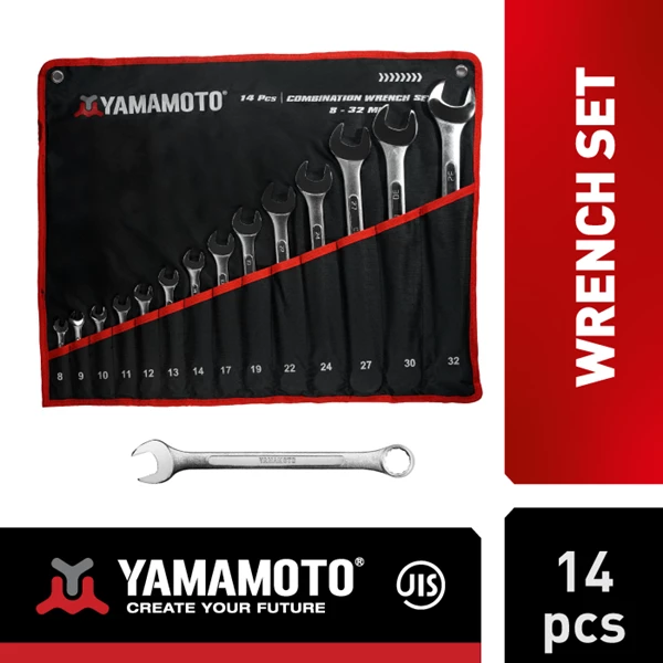 YAMAMOTO Set Combination Wrench 14 pcs (8-32mm)